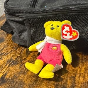Ty Yellow & Pink Bear Plush with White Scarf